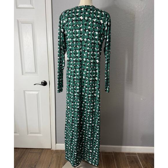 Zelie For She, Ramona Keyhole Long Sleeve Jersey Dress In Geo Green, 2XL - Picture 2 of 6